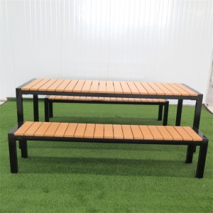 Mesa de picnic para parque de madeira de plástico rectangular Proveedor de mobiliario urbano ao aire libre 8