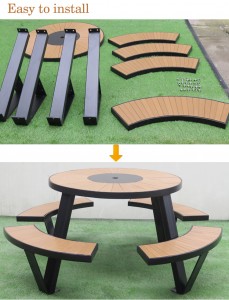 Современный стол для пикника с парковой уличной мебелью 6 с отверстием для зонтика