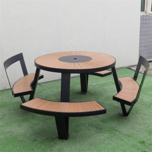 Mesa de picnic moderna con mobles urbanos de parque con burato para paraugas 12