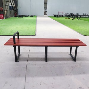 I-Factory Custom Public Leisure Backless Street Wooden Bench With Armrests 9