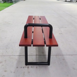 Фабрична персонализирана обществена дървена пейка за свободното време без гръб с подлакътници 6