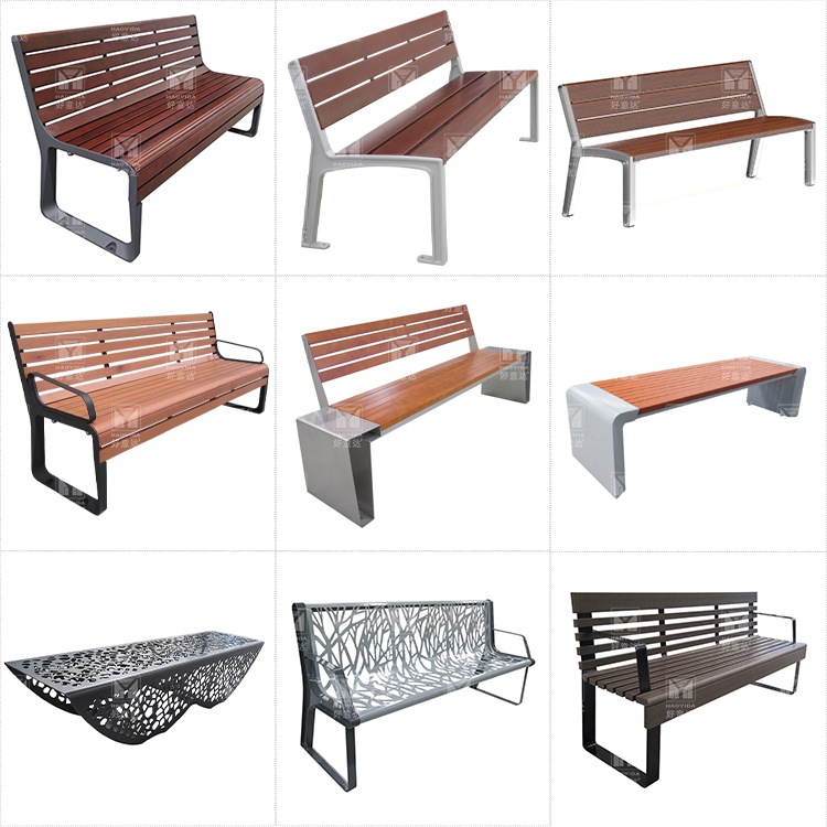 Customize Galvanized Steel Frame, Stainless Steel Frame Park Benches Street Benches