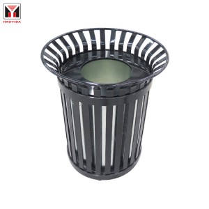 Receptáculos de lata de lixo de aço resistente preto de metal preto fabricante externo 6