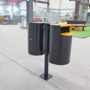 Pabrik Adat Ngadeg Metal Pole Dipasang Tong Sampah Pikeun Jalan Umum Ubran 4
