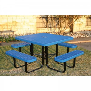 4ft Ada ពង្រីក Metal Square Picnic Table សម្រាប់ Park 8