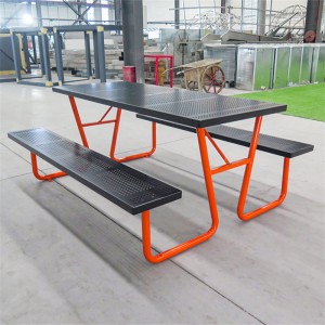 6' Rectangular Commercial Metal Picnic Table For Outdoor Park Street 15