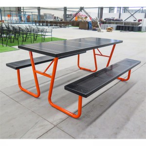 Прамавугольны камерцыйны металічны стол для пікніка даўжынёй 6 футаў для паркавай вуліцы 16
