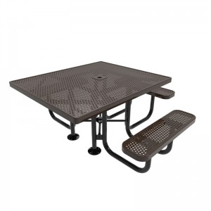 4 Foot Expanded Metal Square Steel Picnic Table Standard 4