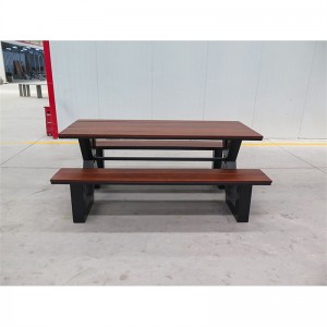 Rectangular Outdoor Modern Picnic Table With Bench For Patio Garden 8