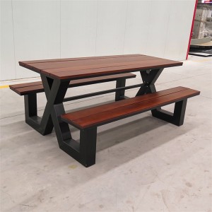 Meja Berkelah Moden Luaran segi empat tepat Dengan Bangku Untuk Taman Patio 5