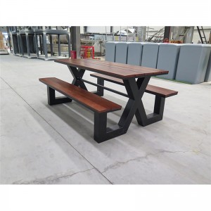 Obdĺžnikový vonkajší moderný piknikový stôl s lavicou pre záhradnú terasu 4