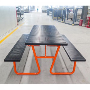 6' Rectangular Commercial Metal Picnic Table For Outdoor Park Streete 6