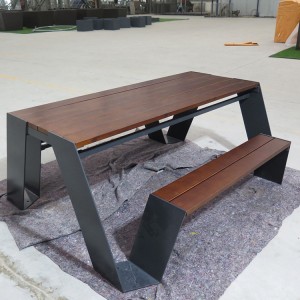 Moderný dizajnový komerčný piknikový stôl Vonkajší mestský pouličný nábytok (16)
