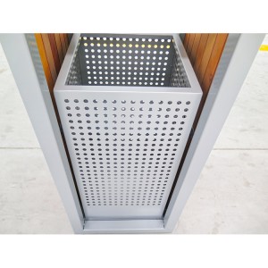 Public Trash Can Metal Wooden Litter Bin With Ashtray Street Furniture Manufacturer 