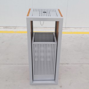 Public Trash Can Metal Wooden Litter Bin With Ashtray Street Furniture Manufacturer 6