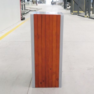 Public Trash Can Metal Wooden Litter Bin With Ashtray Street Furniture Manufacturer 4