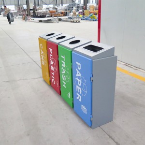 Stainless Steel Classify Garbage Recycle Bin 4 Compartment Manufacturer
