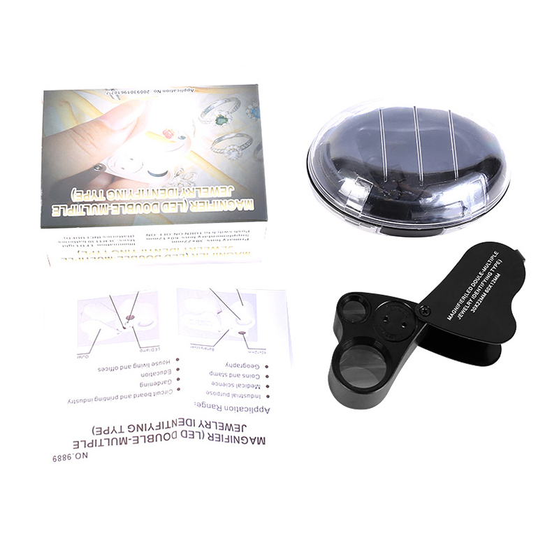 NO.9889 30x 60x Foldable Metal LED Diamond Magnifying Glass 04