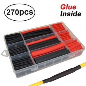 270pcs kits 3:1 Dual Wall Heat Shrinkable Tube with Glue