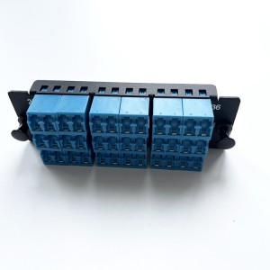 Fiber Adapter Panel with 36 Fibers OS2 Single Mode 18 x Shuttered LC UPC Duplex (Blue) Adapter