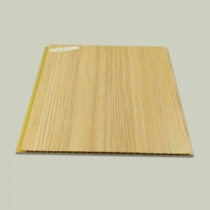 300mm width 9mm thickness wpc interior wall panel board teak wood color wall sheet hollow type water proof