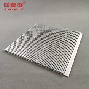 Factory direct sale hot stamping foil high gloss pvc wall panel Silver Stripe ceiling panel modern design indoor