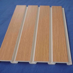 wholesale natural Wood grain decorative  slatwall panel pvc with Metal Hooks