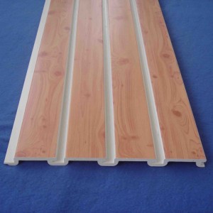 wholesale natural Wood grain decorative  slatwall panel pvc with Metal Hooks