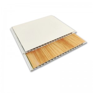 Plastic indoor room panels wall ceiling panel 200mm x 10mm strong board wood color with silver gold strip