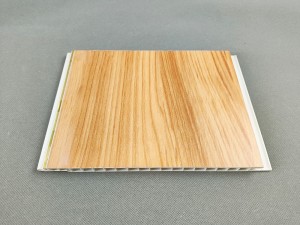 Plastic indoor room panels wall ceiling panel 200mm x 10mm strong board wood color with silver gold strip