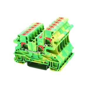 RPI 2.5-TWIN-PE Side Contact Push-in (one in two out) Ground Terminal Block