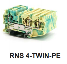 Morsettiera di terra a molla a tre conduttori RNS4-TWIN-PE