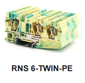Bloc de terminals de terra de molla de tres conductors RNS6-TWIN-PE