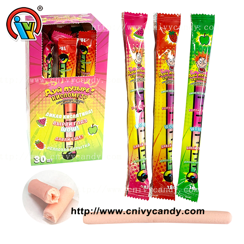 Long bubble gum stick with sour powder candy supplier