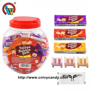 Hot selling 3 in 1 bubble gum candy with tattoo