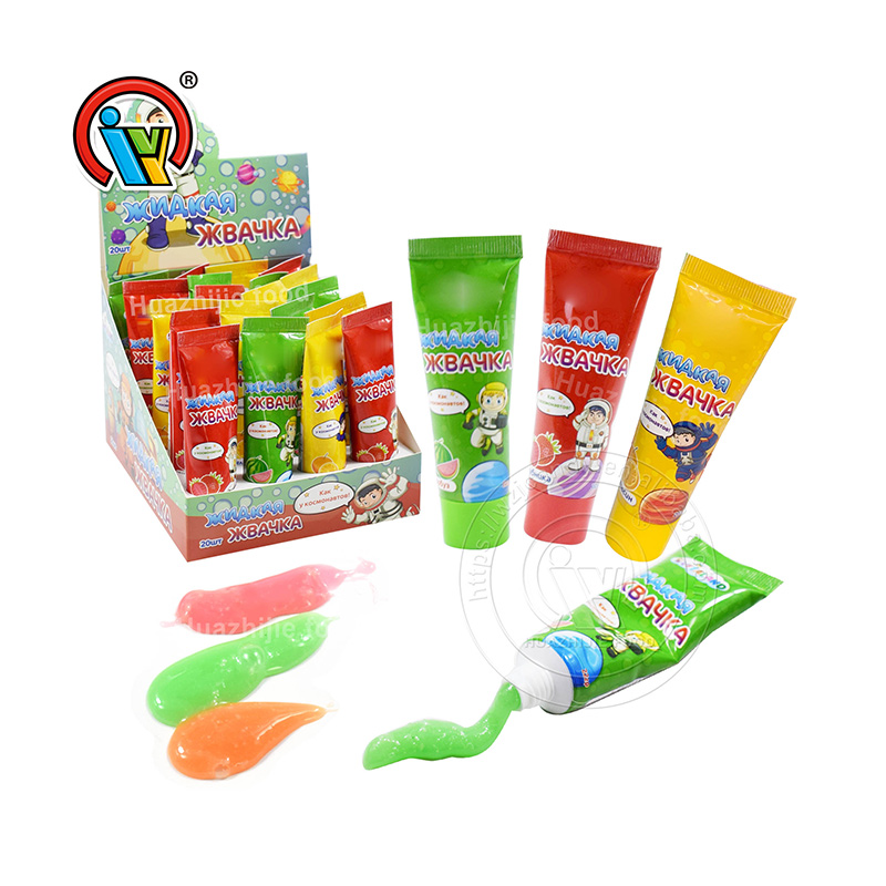 Liquid bubble gum toothpaste candy with fruit flavor