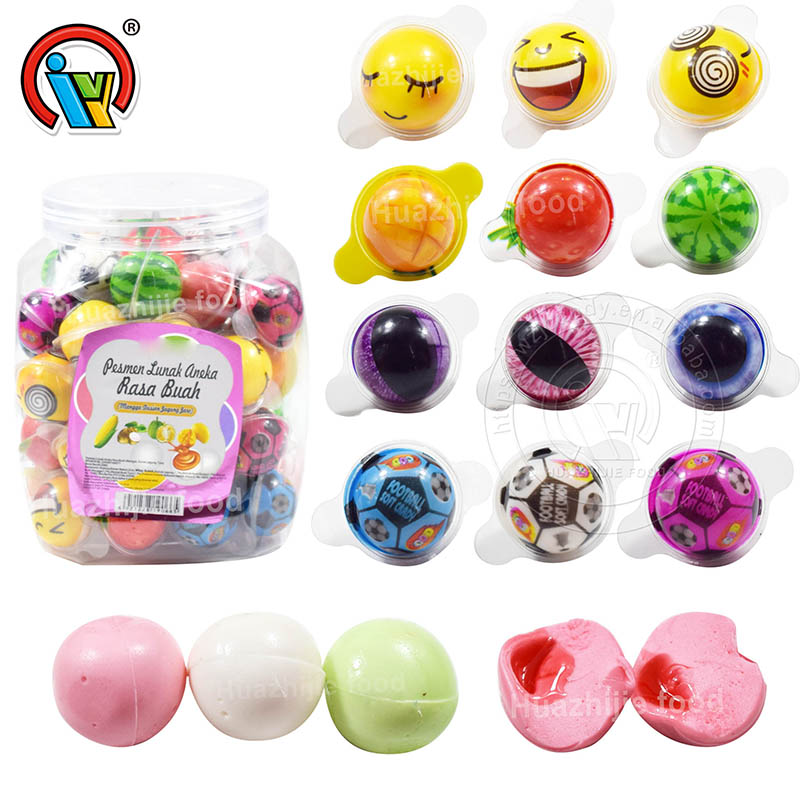 Emoji de sabor a froita do fabricante personalizado doce de goma de globo ocular de fútbol con marmelada Imaxe destacada