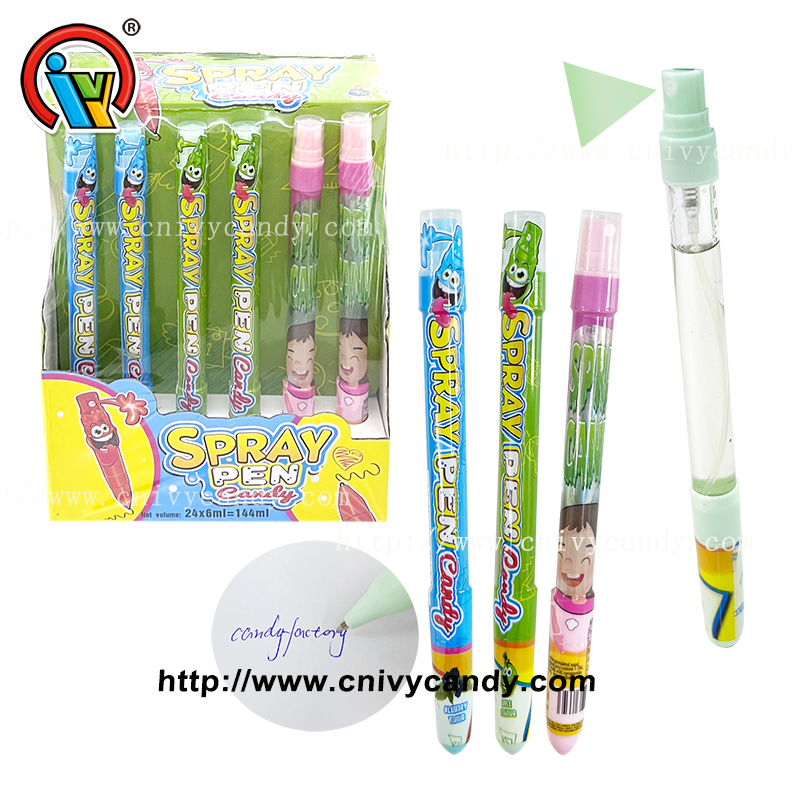 Funny fruit flavor sour sweet pen shaped spray candy
