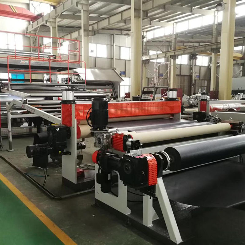 Wholesale China Pe Carbon Black Copper-Plastic Composite Sheet Extrusion Machine Factory Quotes –  PVC composite floor leather extrusion machine  – JWELL
