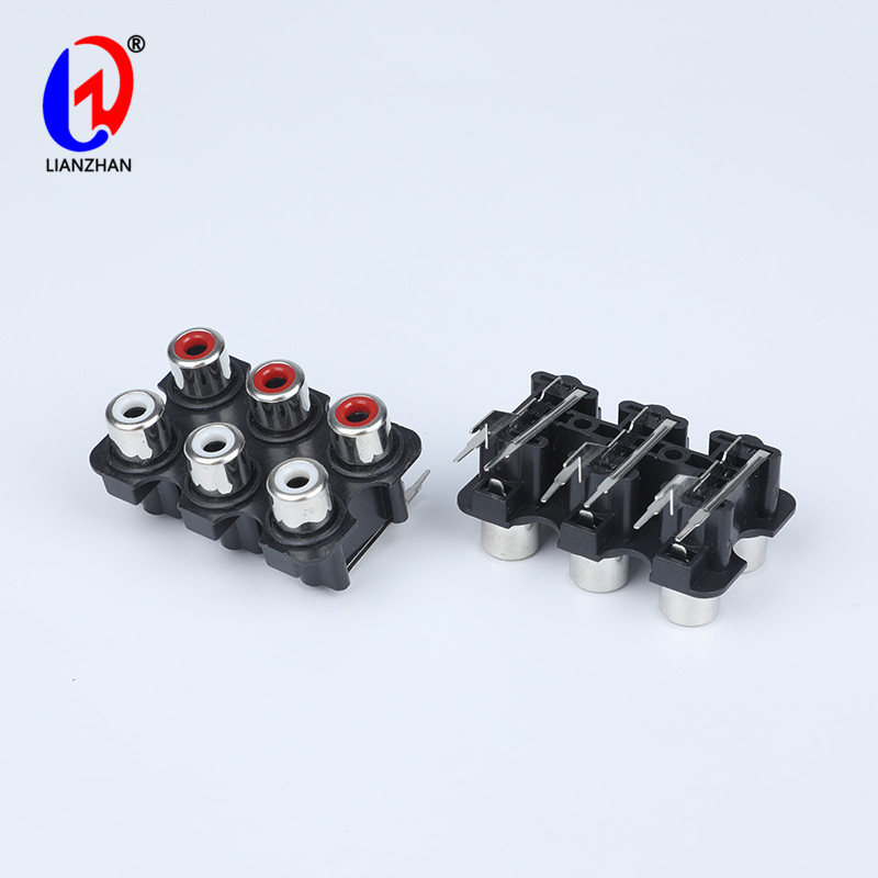 Chinese wholesale RCA Female Outlet Jack Connector - RCA Female Jack PCB Mount AV Concentric Outlet 6 RCA Female Jack Audio Video Socket Right Angle Connector – Lianzhan Featured Image