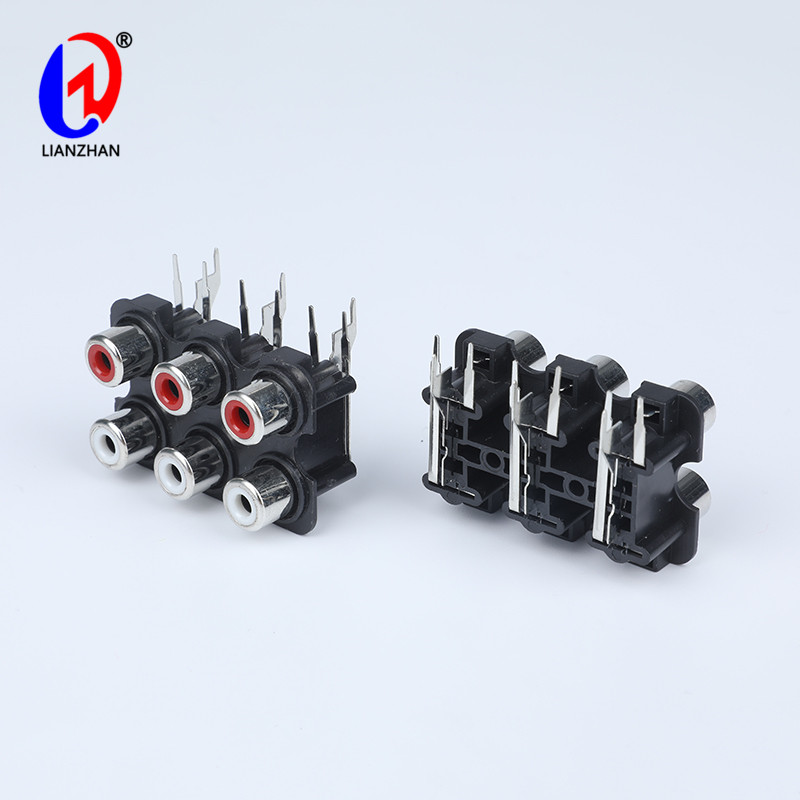 Chinese wholesale RCA Female Outlet Jack Connector - RCA Female Jack PCB Mount AV Concentric Outlet 6 RCA Female Jack Audio Video Socket Right Angle Connector – Lianzhan
