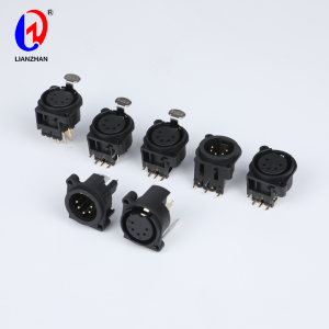 Push XLR Connector 5 Pole Female Receptacle Chassis Mount Connector