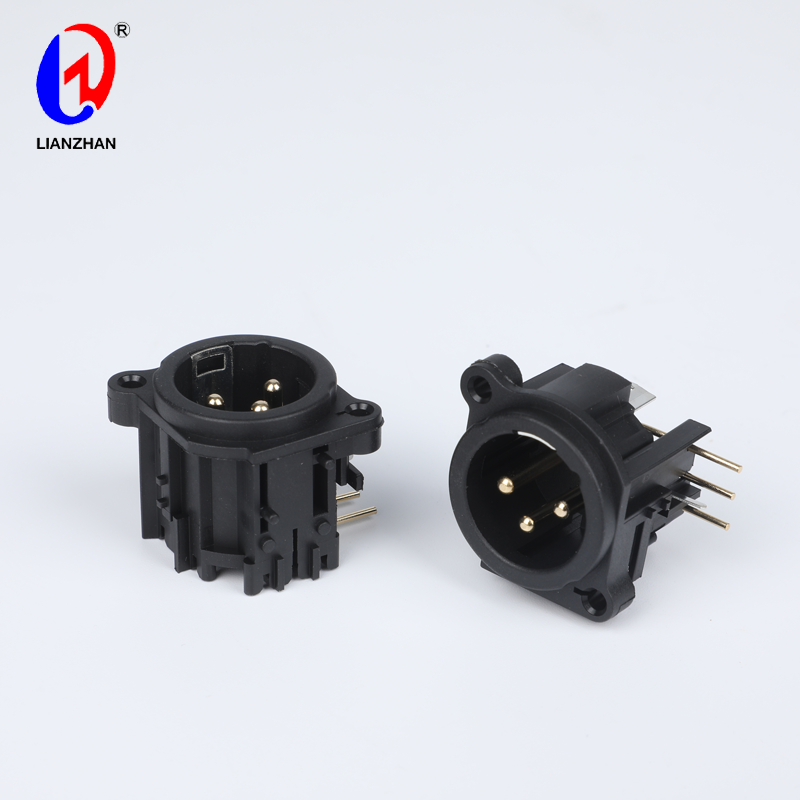 Hot New Products Push XLR Connector - 3 Pin Audio Right Angle XLR Panel Mount Male Chassis Socket Connector – Lianzhan