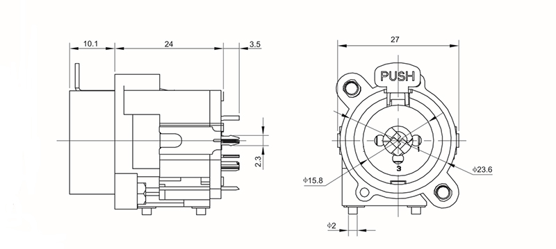 XLR-1-4-Mono-Jack-Female-Socket-Panel-Mount-Combo-Connector-With-Push-Lock