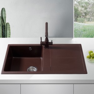 MS1902 Moershu Kitchen Sink 86X50CM Composite Quarts Kitchen Sinks in Black