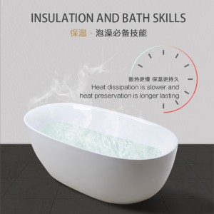 Acrylic Freestanding Bathtub Contemporary Soaking Tub Overflow and Drain