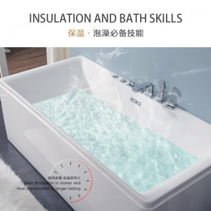 Square White Acrylic Sanitary Whirlpool Massage Bathtub