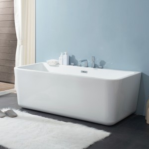 Customized Size Soaking Rectangle Bathtub Acrylic White Bath Tub