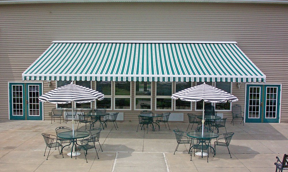 Retractable arms awning 3.0*2.5M Green/White Stripes
