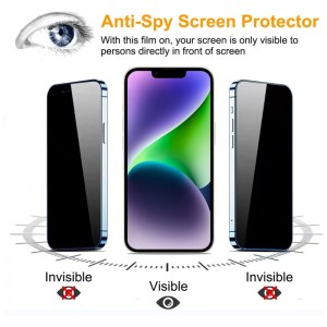 iPhone 14 privacy screen protector full coverage anti spy tempered glass film 9H hardness